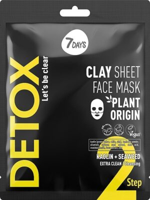 7days detox maschera viso in tessuto detergente con caolino