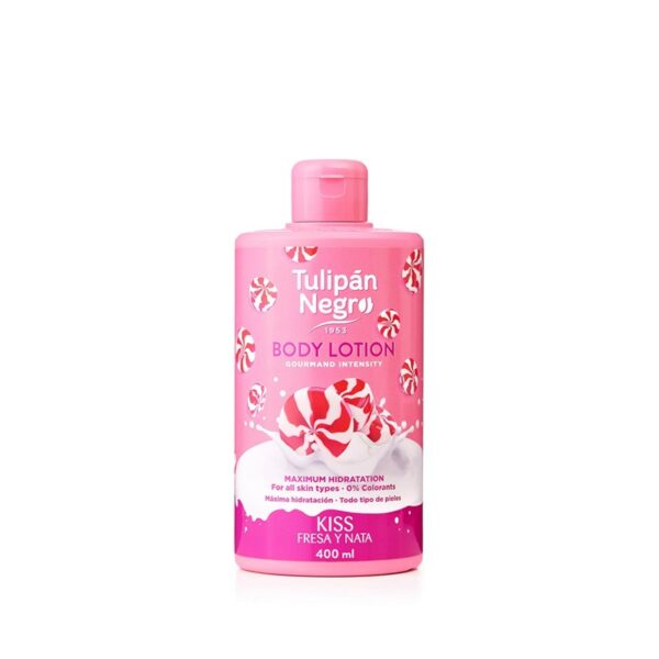 CCC98F878667FD42721E4CBFDEBA8764_ Tulipan negro body lotion fresa y nata 400ml '22