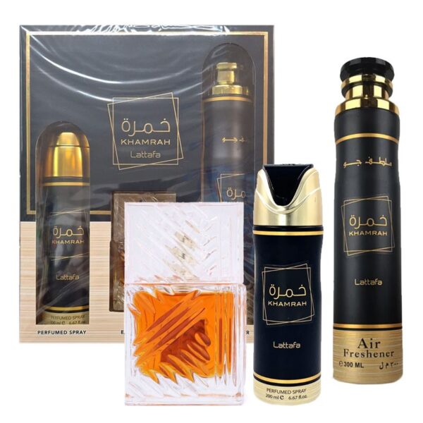 75CB8D49574EC21CCDA3C29E97C47C0A_ Lattafa khamrah box edp 100 ml + deo + air freshener